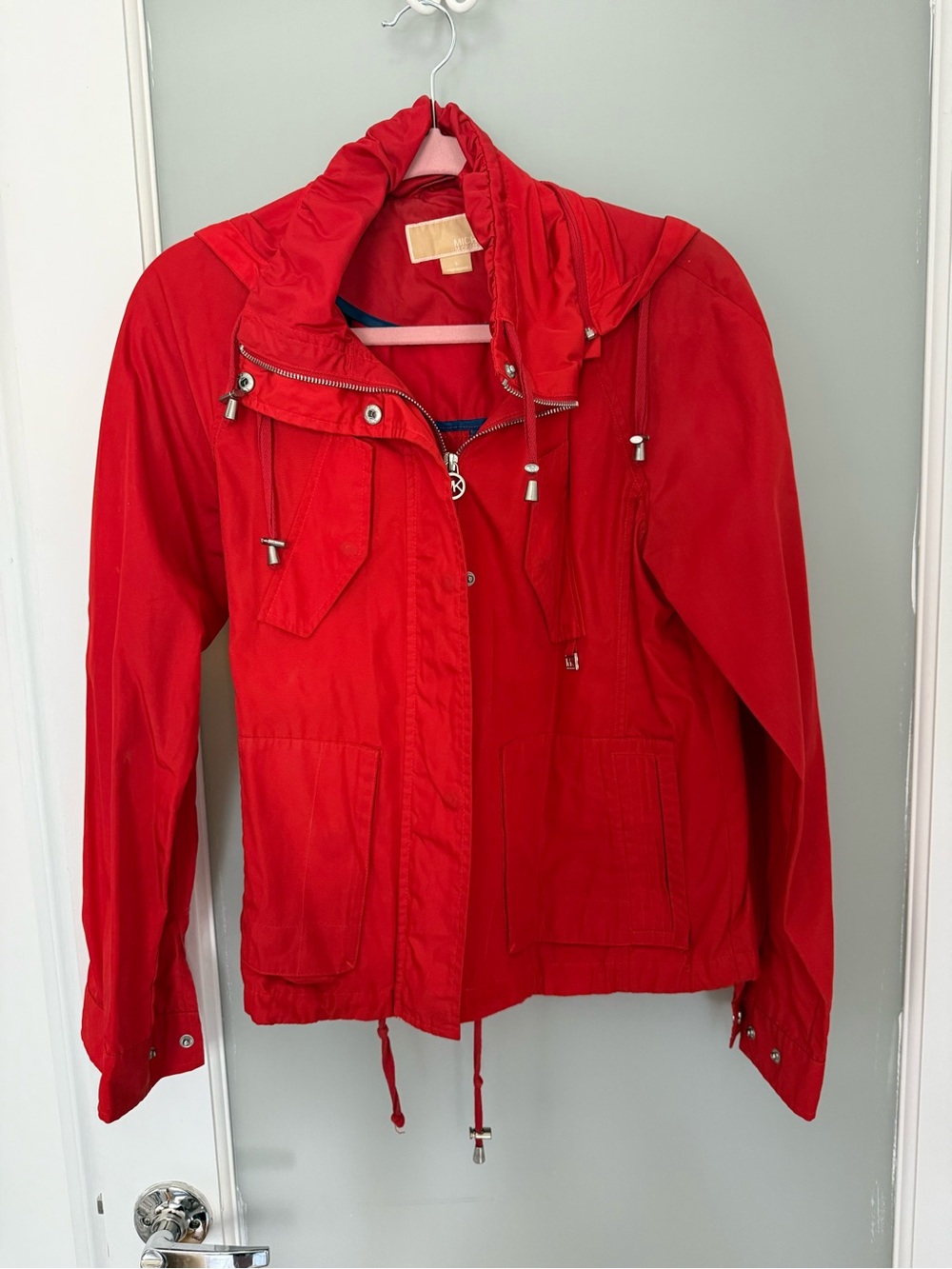 Michael Kors Red Utility Jacket with Hood